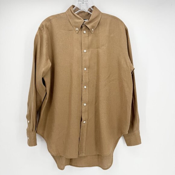 Polo RALPH LAUREN Women's Oversize Fit Linen Shirt in Tan Sz XS - Picture 3 of 13